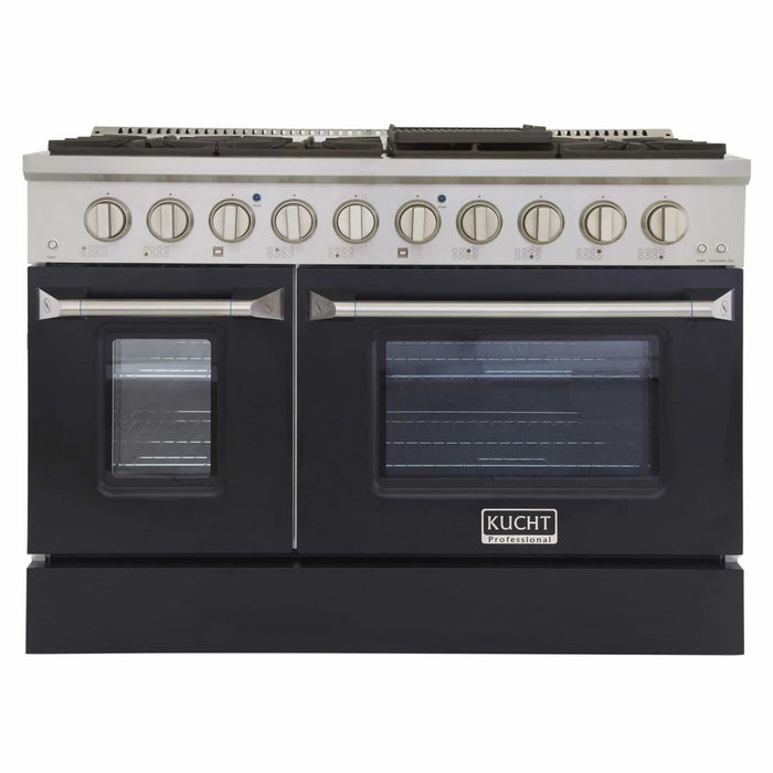 Kucht 48-Inch Pro-Style Dual Fuel Range in Stainless Steel with Black Oven Door (KDF482-K)