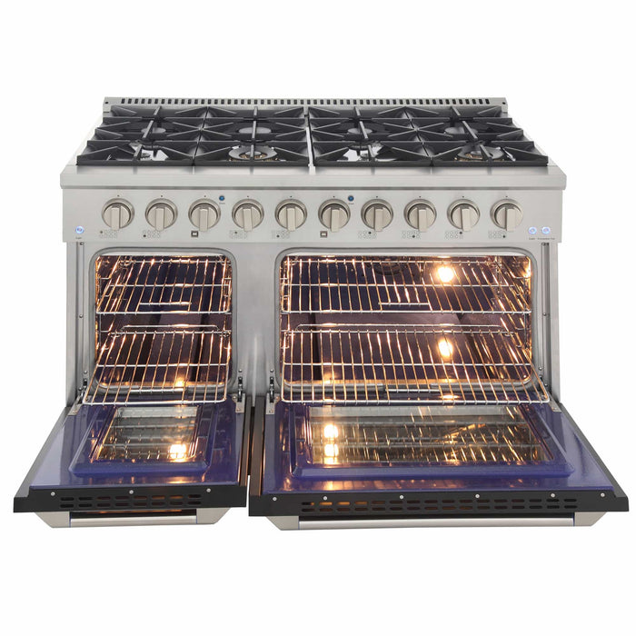 Kucht 48-Inch Pro-Style Dual Fuel Range with Propane Gas in Stainless Steel with Black Oven Door (KDF482/LP-K)