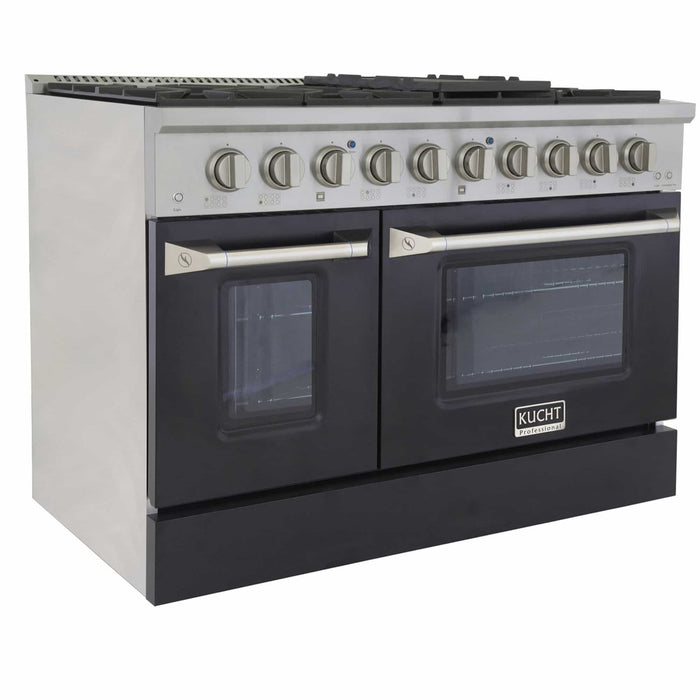 Kucht 48-Inch Pro-Style Dual Fuel Range in Stainless Steel with Black Oven Door (KDF482-K)