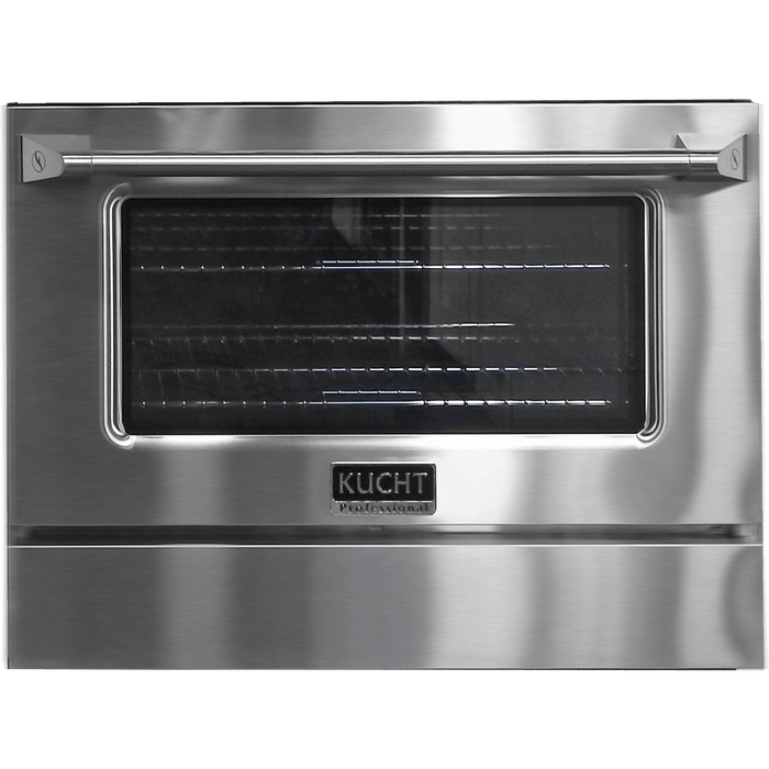 Kucht 4-Piece Appliance Package - 30-Inch Dual Fuel Range in Propane Gas, 36-Inch Refrigerator with Water Dispenser, Dishwasher & Wall Mount Range Hood in Stainless Steel