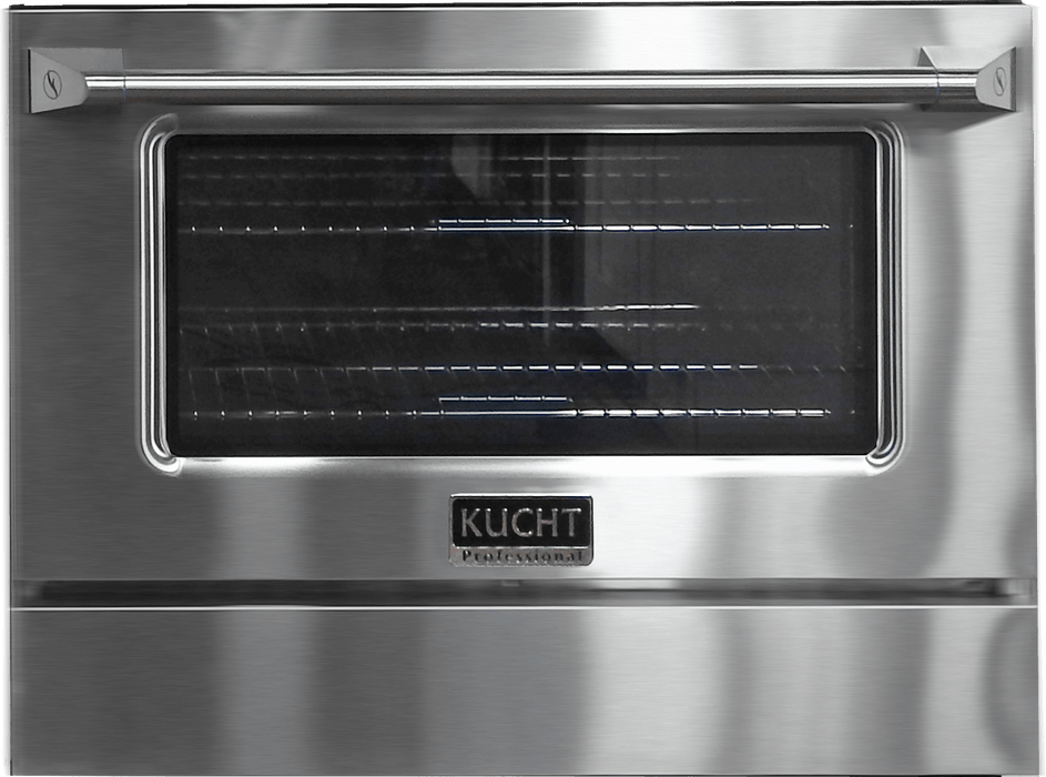 Kucht 4-Piece Appliance Package - 36-Inch Dual Fuel Range in Propane Gas, 36-Inch Refrigerator, Dishwasher & Wall Mount Range Hood in Stainless Steel