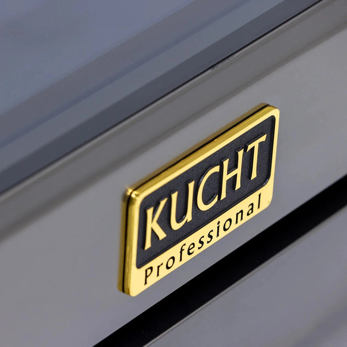 Kucht 2-Piece Appliance Package - 48-Inch Propane Gas Range with 6.7 Cu. Ft. Oven & Wall Mount Range Hood in Dark Titanium Stainless Steel with Gold Accents