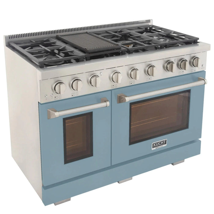 Kucht Professional 48-Inch 6.7 cu. ft. Propane Gas Range in Light Blue with Silver Accents (KFX480/LP-LB)