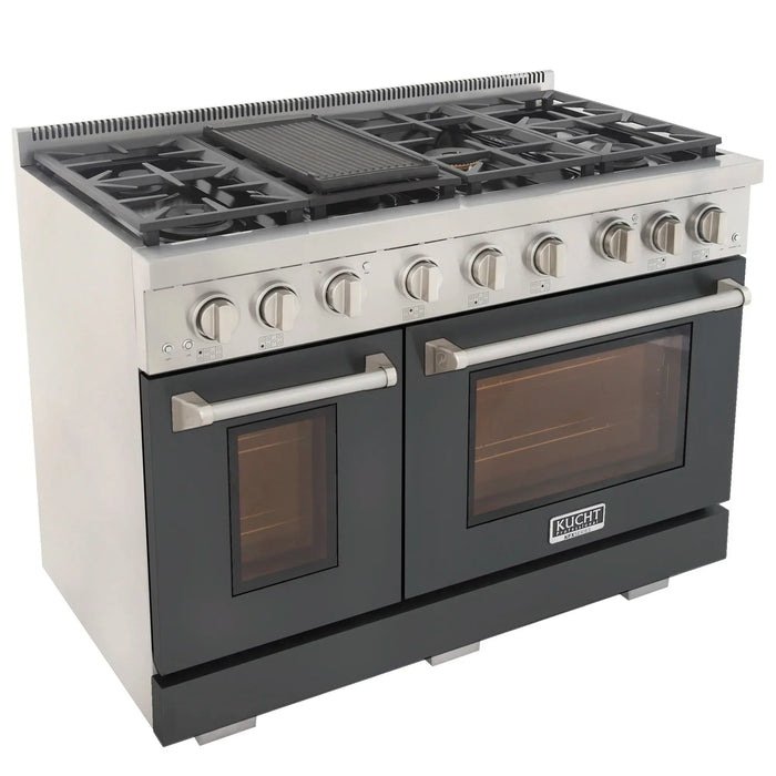 Kucht Professional 48-Inch 6.7 cu. ft. Propane Gas Range in Cement Gray with True Simmer Burners (KFX4800X/LP-GY)