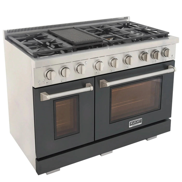 Kucht Professional 48-Inch 6.7 cu. ft. Gas Range in Cement Gray with True Simmer Burners (KFX4800X-GY)