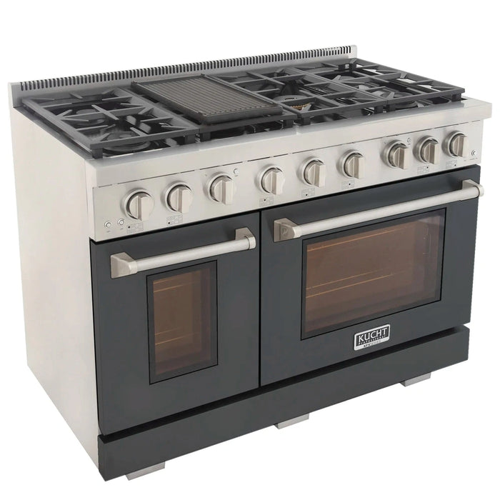 Kucht Professional 48-Inch 6.7 cu. ft. Propane Gas Range in Cement Gray with Silver Accents (KFX480/LP-GY)