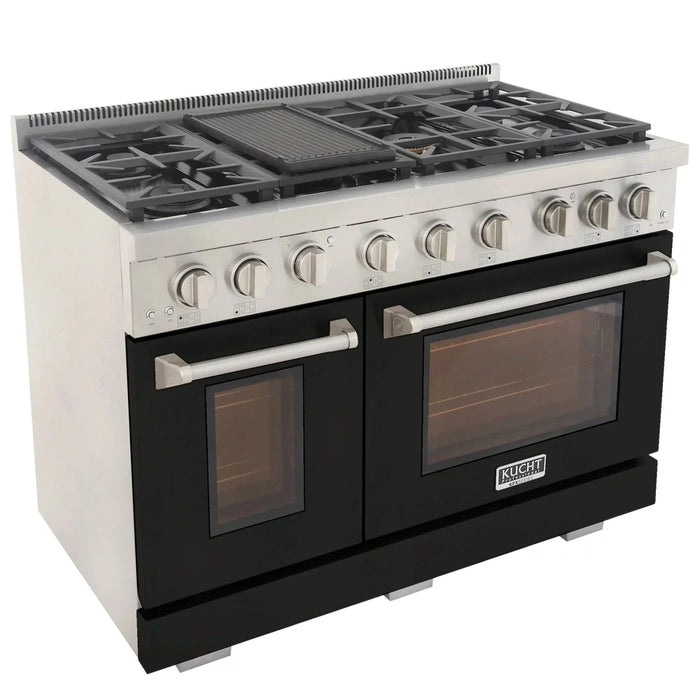 Kucht Professional 48-Inch 6.7 cu. ft. Propane Gas Range in Black with True Simmer Burners (KFX4800X/LP-BK)