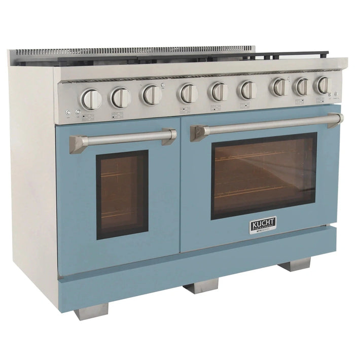 Kucht Professional 48-Inch 6.7 cu. ft. Propane Gas Range in Light Blue with True Simmer Burners (KFX4800X/LP-LB)