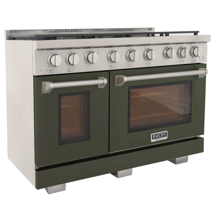 Kucht Professional 48-Inch 6.7 cu. ft. Gas Range in Olive Green with True Simmer Burners (KFX4800X-G)