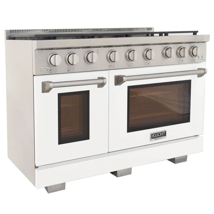 Kucht Professional 48-Inch 6.7 cu. ft. Gas Range in White with Silver Accents (KFX480-W)