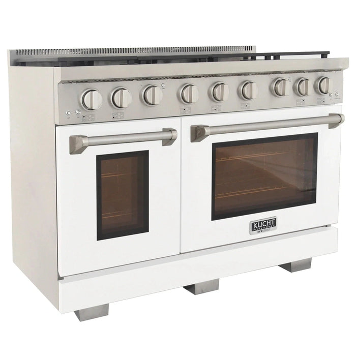 Kucht Professional 48-Inch 6.7 cu. ft. Propane Gas Range in White with True Simmer Burners (KFX4800X-LP-W)
