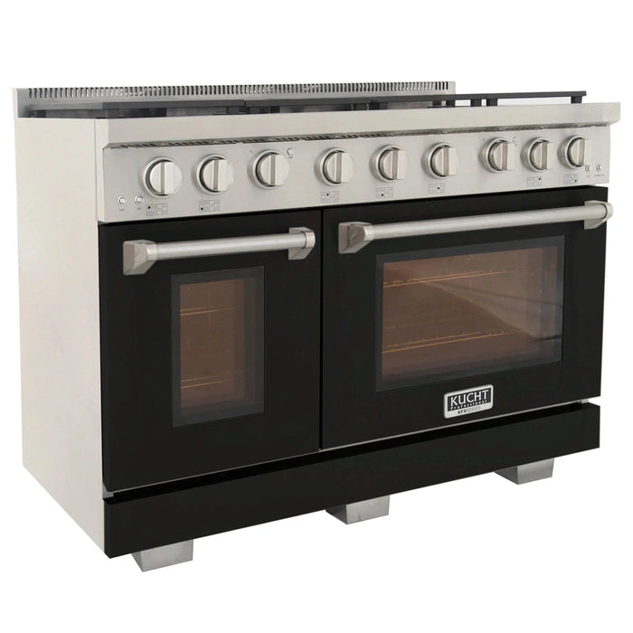 Kucht Professional 48-Inch 6.7 cu. ft. Propane Gas Range in Black with True Simmer Burners (KFX4800X/LP-BK)