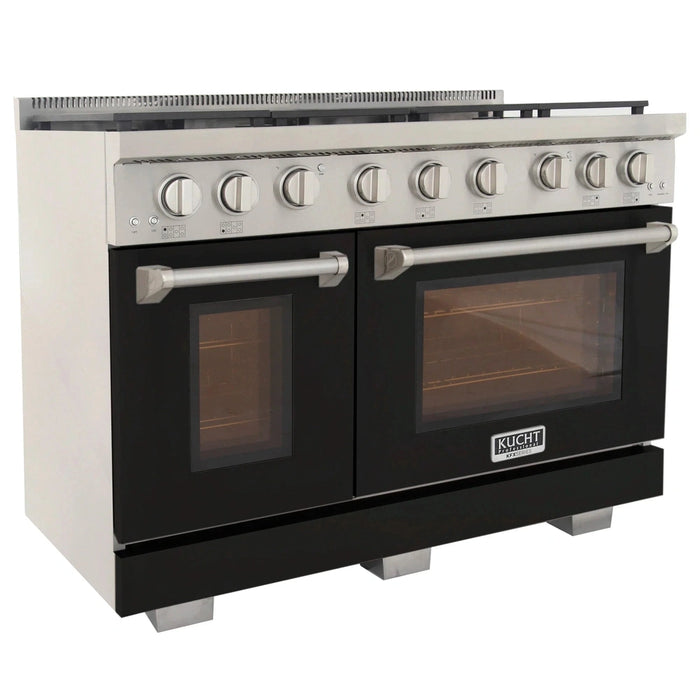 Kucht Professional 48-Inch 6.7 cu. ft. Gas Range in Black with Silver Accents (KFX480-BK)