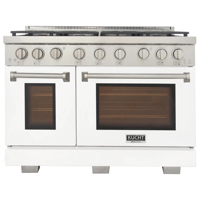 Kucht Professional 48-Inch 6.7 cu. ft. Gas Range in White with Silver Accents (KFX480-W)