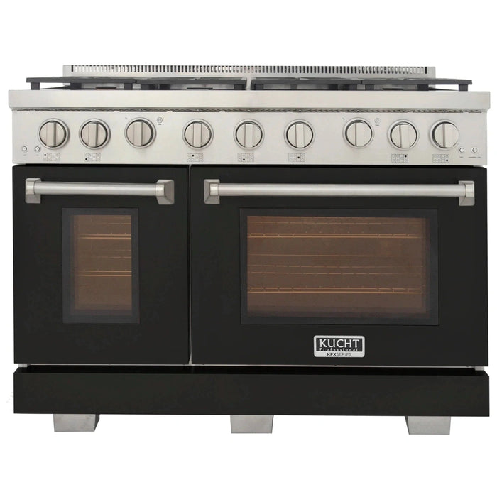 Kucht Professional 48-Inch 6.7 cu. ft. Propane Gas Range in Black with True Simmer Burners (KFX4800X/LP-BK)