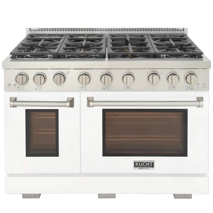 Kucht Professional 48-Inch 6.7 cu. ft. Propane Gas Range in White with True Simmer Burners (KFX4800X-LP-W)