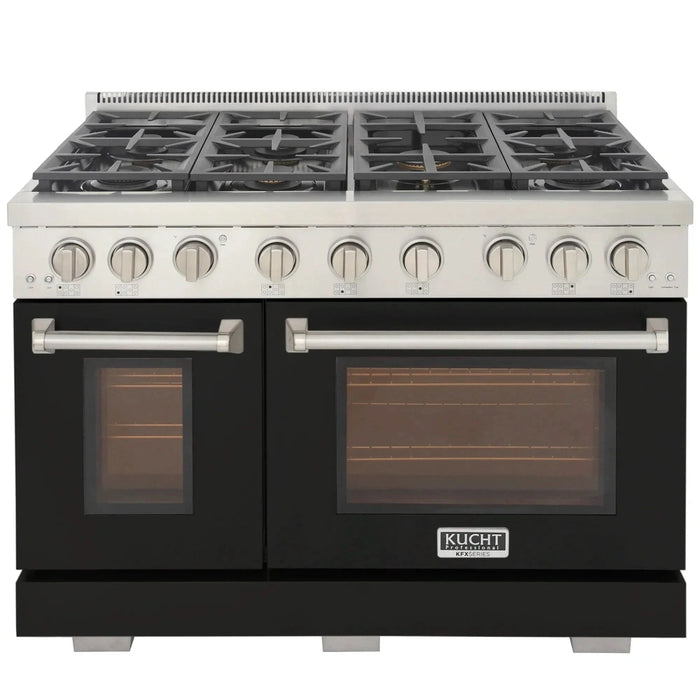 Kucht Professional 48-Inch 6.7 cu. ft. Propane Gas Range in Black with True Simmer Burners (KFX4800X/LP-BK)