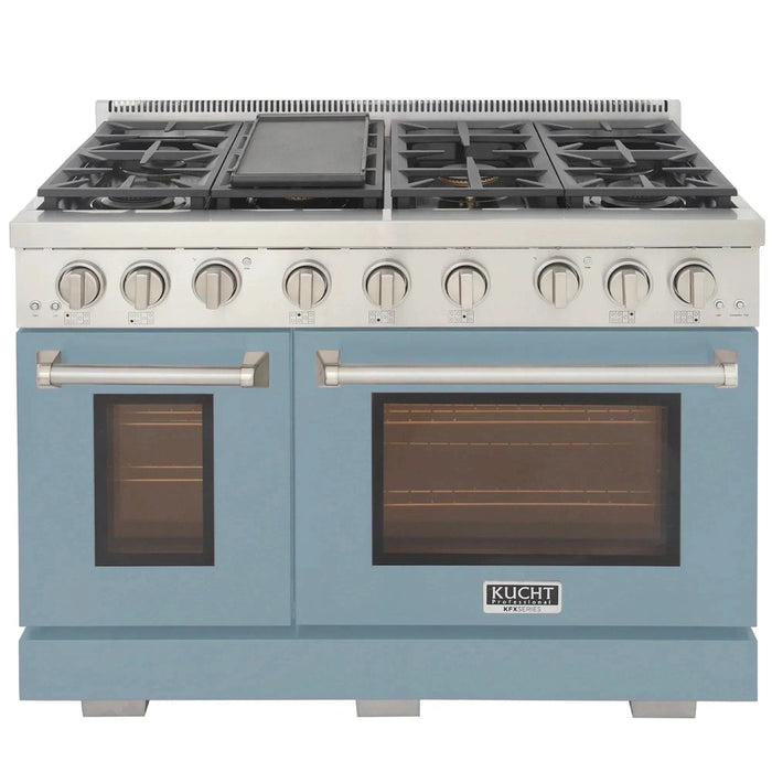 Kucht Professional 48-Inch 6.7 cu. ft. Propane Gas Range in Light Blue with True Simmer Burners (KFX4800X/LP-LB)