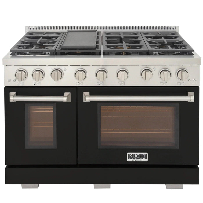 Kucht Professional 48-Inch 6.7 cu. ft. Gas Range in Black with Silver Accents (KFX480-BK)