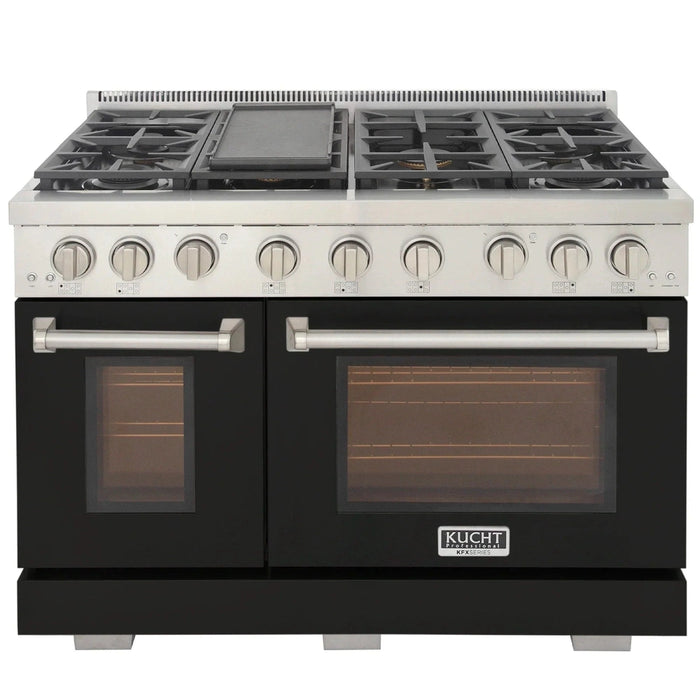 Kucht Professional 48-Inch 6.7 cu. ft. Propane Gas Range in Black with True Simmer Burners (KFX4800X/LP-BK)