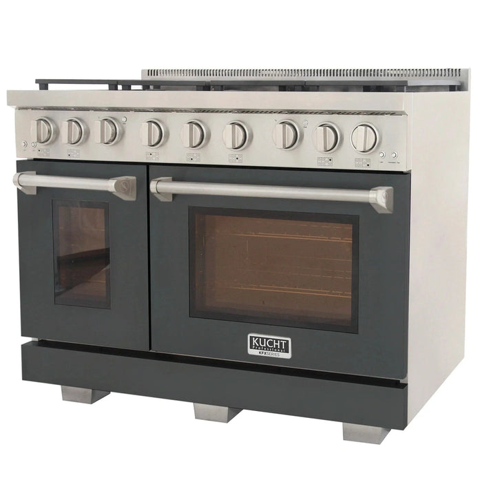 Kucht Professional 48-Inch 6.7 cu. ft. Propane Gas Range in Cement Gray with Silver Accents (KFX480/LP-GY)