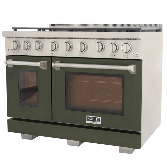 Kucht Professional 48-Inch 6.7 cu. ft. Gas Range in Olive Green with Silver Accents (KFX480-G)