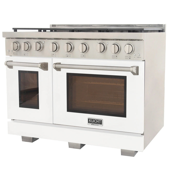 Kucht Professional 48-Inch 6.7 cu. ft. Gas Range in White with Silver Accents (KFX480-W)