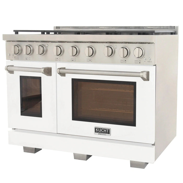 Kucht Professional 48-Inch 6.7 cu. ft. Propane Gas Range in White with True Simmer Burners (KFX4800X-LP-W)