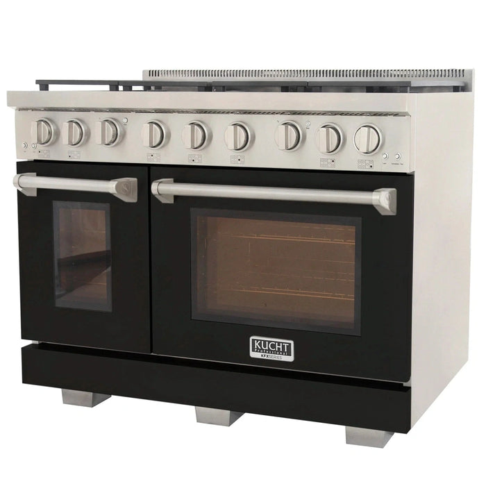 Kucht Professional 48-Inch 6.7 cu. ft. Propane Gas Range in Black with Silver Accents (KFX480/LP-BK)