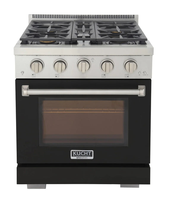 Kucht Professional 30-Inch 4.2 cu. ft. Propane Gas Range in Black with True Simmer Burners (KFX3000X/LP-BK)