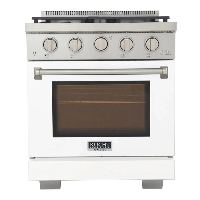 Kucht Professional 30-Inch 4.2 cu. ft. Propane Gas Range in White with Silver Accents (KFX300/LP-W)