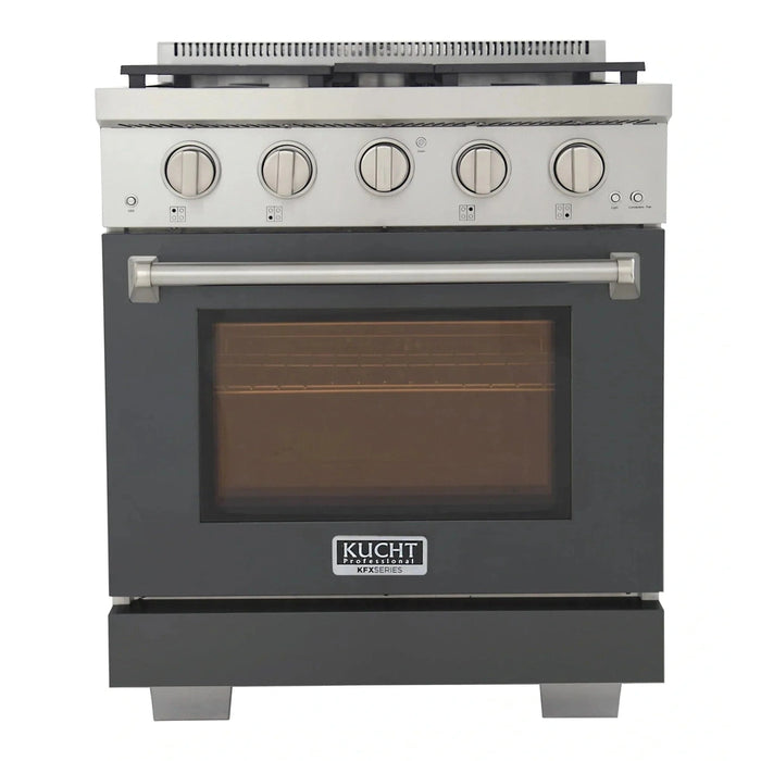 Kucht Professional 30-Inch 4.2 cu. ft. Propane Gas Range in Cement Gray with True Simmer Burners (KFX3000X/LP-GY)