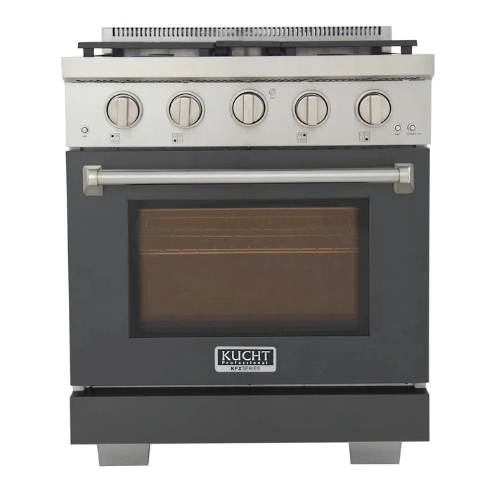 Kucht Professional 30-Inch 4.2 cu. ft. Propane Gas Range in Olive Green with Silver Accents (KFX300/LP-G)