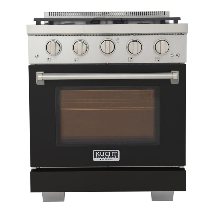 Kucht Professional 30-Inch 4.2 cu. ft. Gas Range in Black with Silver Accents (KFX300-BK)