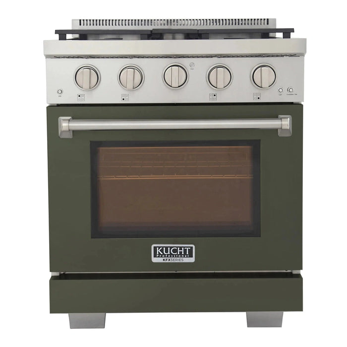 Kucht Professional 30-Inch 4.2 cu. ft. Gas Range in Olive Green with True Simmer Burners (KFX3000X-G)