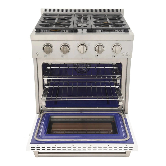 Kucht Professional 30-Inch 4.2 cu. ft. Gas Range in White with Silver Accents (KFX300-W)