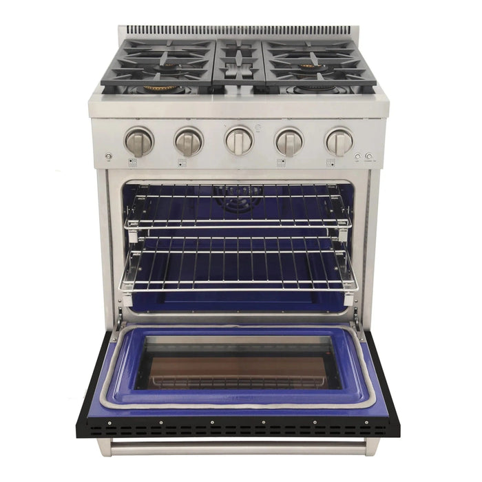 Kucht Professional 30-Inch 4.2 cu. ft. Gas Range in Black with Silver Accents (KFX300-BK)