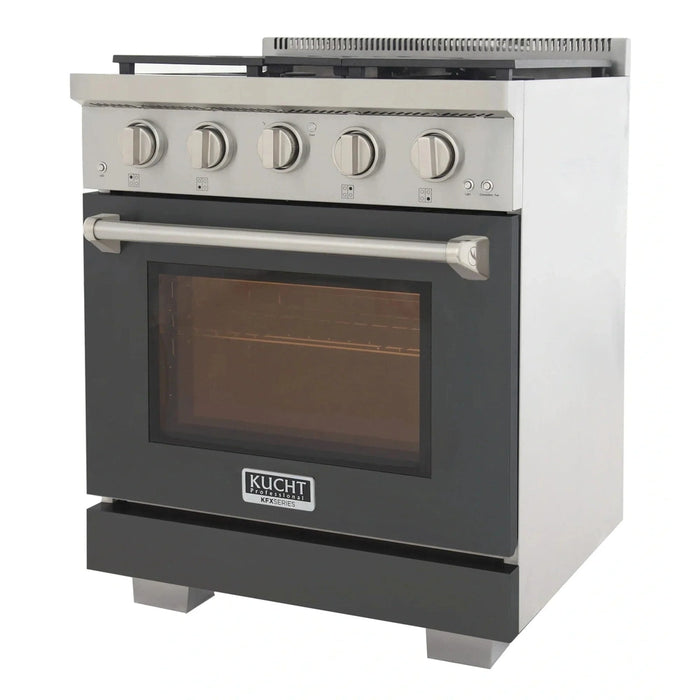 Kucht Professional 30-Inch 4.2 cu. ft. Propane Gas Range in Cement Gray with True Simmer Burners (KFX3000X/LP-GY)
