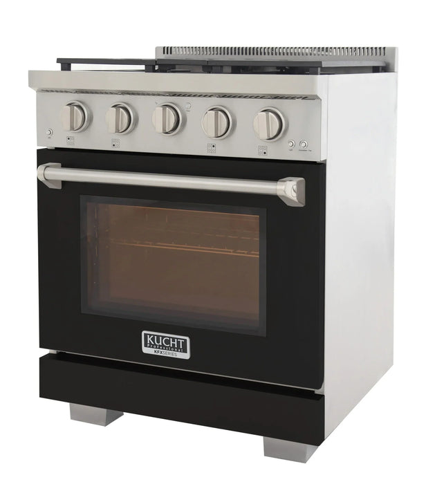 Kucht Professional 30-Inch 4.2 cu. ft. Propane Gas Range in Black with True Simmer Burners (KFX3000X/LP-BK)
