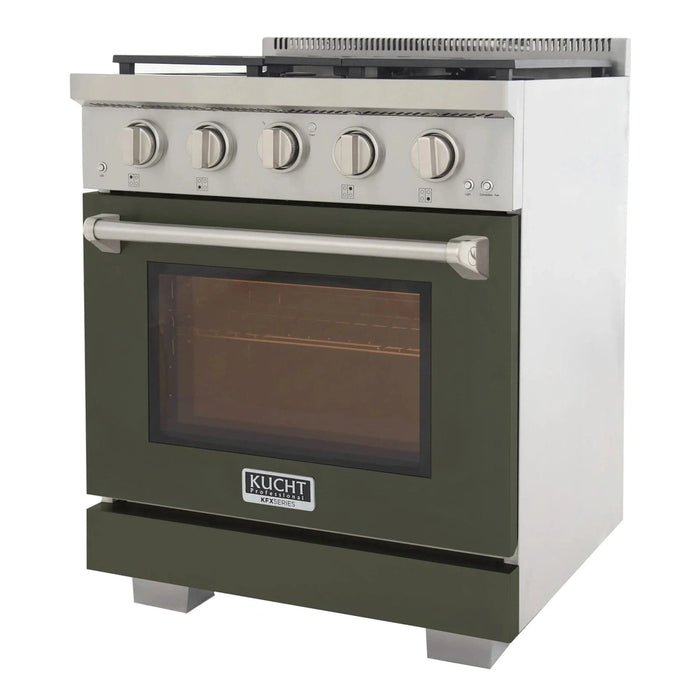 Kucht Professional 30-Inch 4.2 cu. ft. Gas Range in Olive Green with True Simmer Burners (KFX3000X-G)