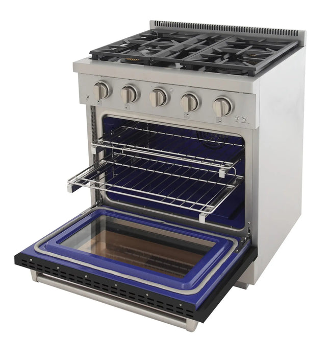 Kucht Professional 30-Inch 4.2 cu. ft. Propane Gas Range in Black with True Simmer Burners (KFX3000X/LP-BK)