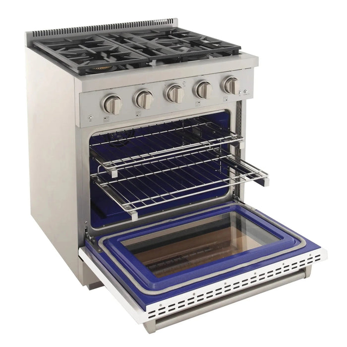 Kucht Professional 30-Inch 4.2 cu. ft. Gas Range in White with Silver Accents (KFX300-W)