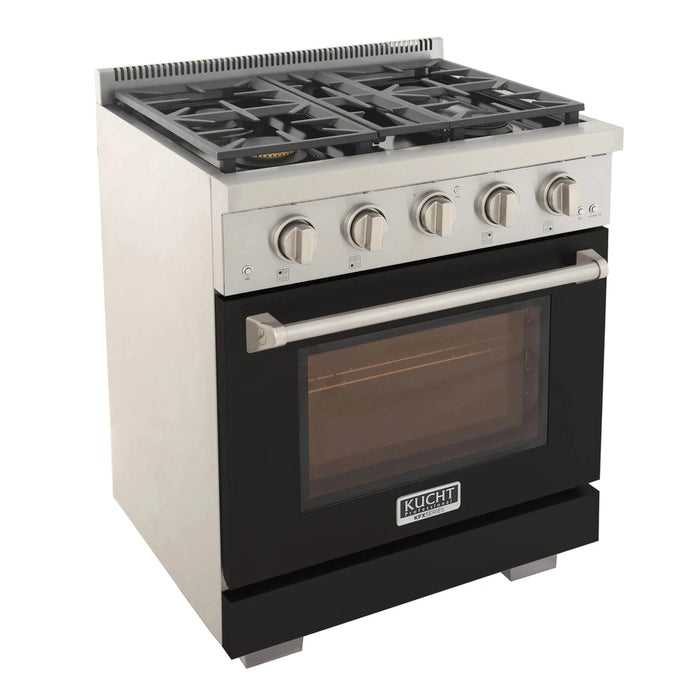 Kucht Professional 30-Inch 4.2 cu. ft. Gas Range in Black with Silver Accents (KFX300-BK)