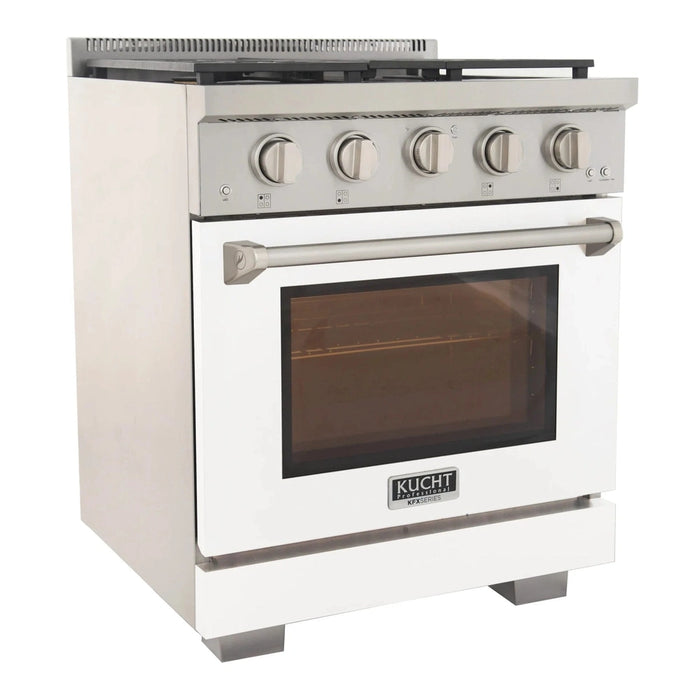 Kucht Professional 30-Inch 4.2 cu. ft. Gas Range in White with Silver Accents (KFX300-W)