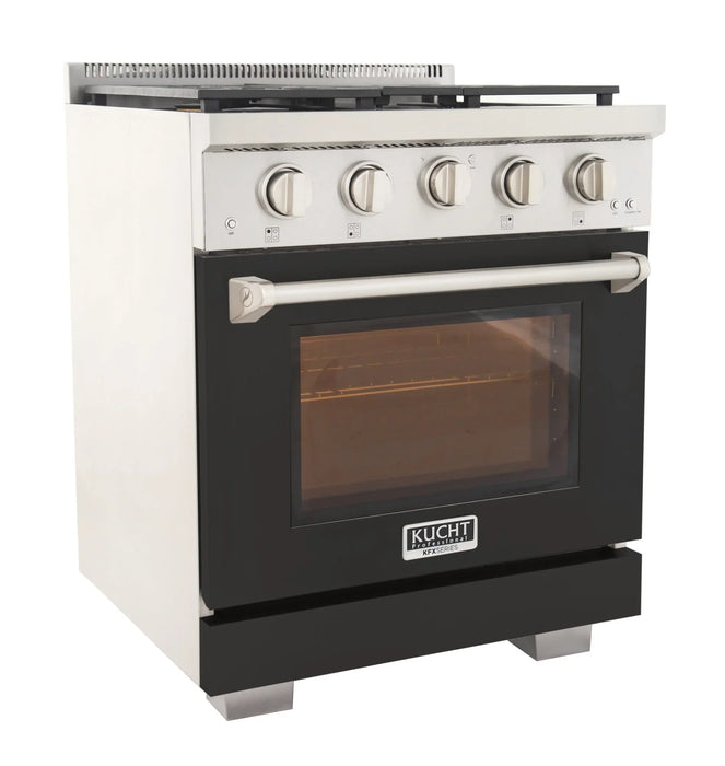Kucht Professional 30-Inch 4.2 cu. ft. Propane Gas Range in Black with True Simmer Burners (KFX3000X/LP-BK)