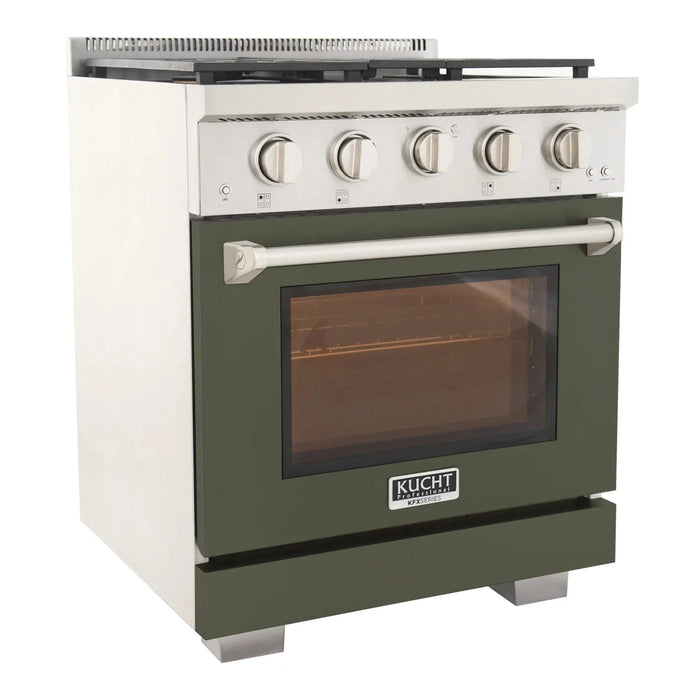 Kucht Professional 30-Inch 4.2 cu. ft. Propane Gas Range in Olive Green with True Simmer Burners (KFX3000X/LP-G)