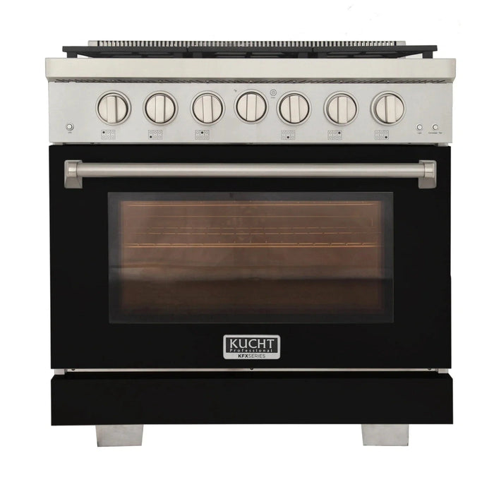 Kucht Professional 36-Inch 5.2 cu. ft. Propane Gas Range in Black with Silver Accents (KFX360/LP-BK)