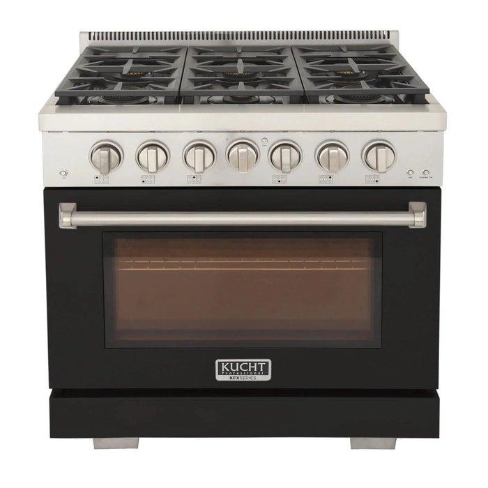 Kucht Professional 36-Inch 5.2 cu. ft. Propane Gas Range in Black with Silver Accents (KFX360/LP-BK)