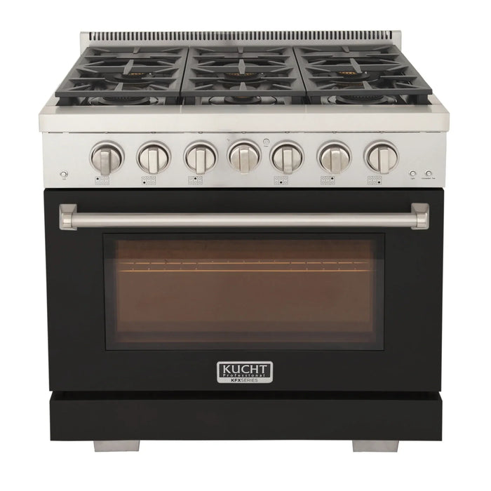 Kucht Professional 36-Inch 5.2 cu. ft. Propane Gas Range in Black with True Simmer Burners (KFX3600X/LP-BK)