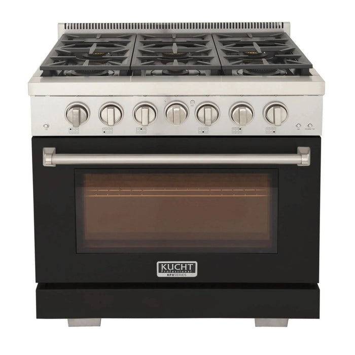 Kucht Professional 36-Inch 5.2 cu. ft. Gas Range in Black with True Simmer Burners (KFX3600X-BK)